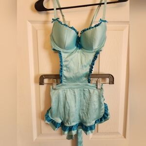 Victoria's Secret Sexy Little Things aqua blue apron lingerie